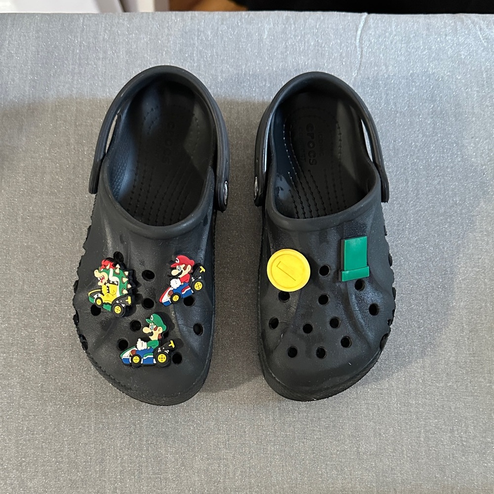 CROCS Kids Black Clogs with Fun Charms